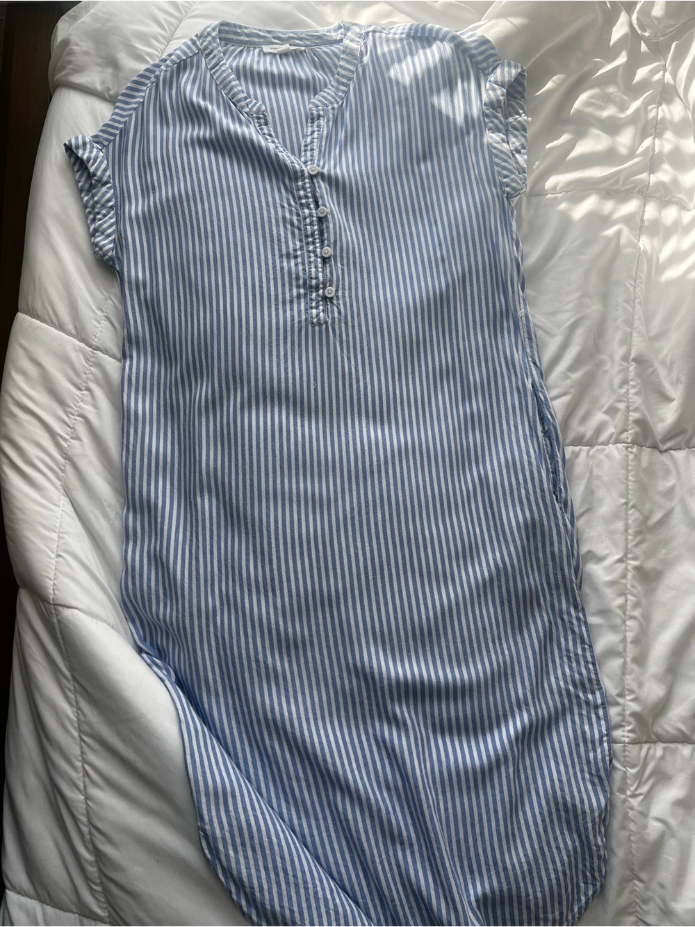 Beach Lunch Lounge Blue and White Striped Shirt Dress